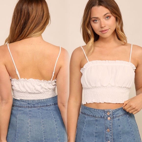 Timing Tops - Stylish and cute Crop shirred top with adjustable straps